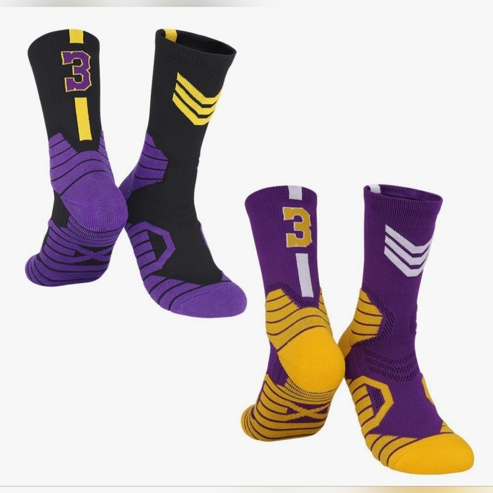 NWT 2pk Basketball Socks - Purple and Gold